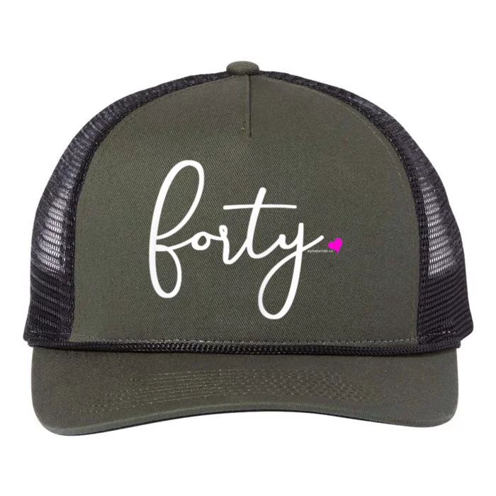 Wom.e.ns 40th Birthday Gift Ideas for Her Wom.e.n  Party Forty Retro Rope Trucker Hat Cap