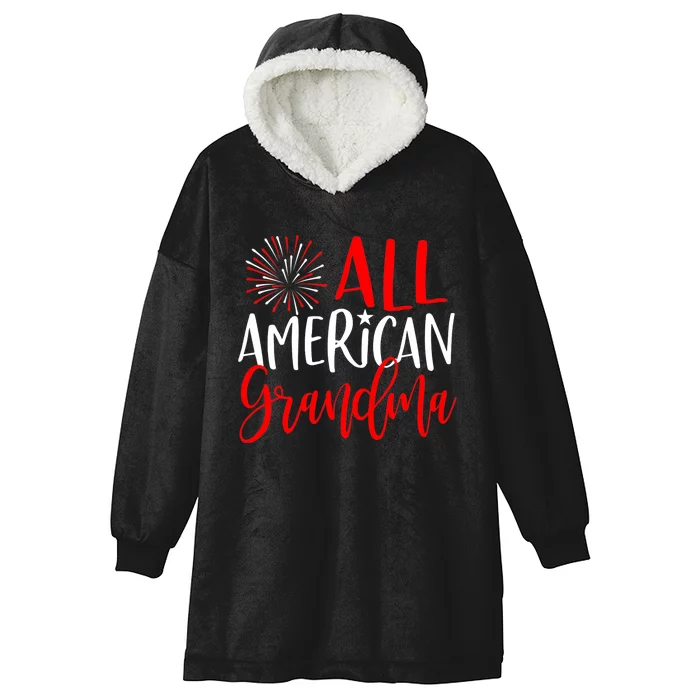 Wo 4th of July Family Matchings All American Grandma Hooded Wearable Blanket