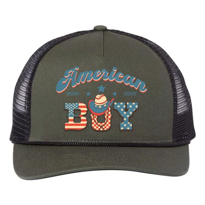 Western 4th Of July American Boy Gift Retro Rope Trucker Hat Cap