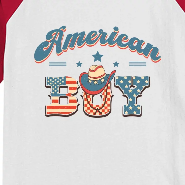 Western 4th Of July American Boy Gift Kids Colorblock Raglan Jersey