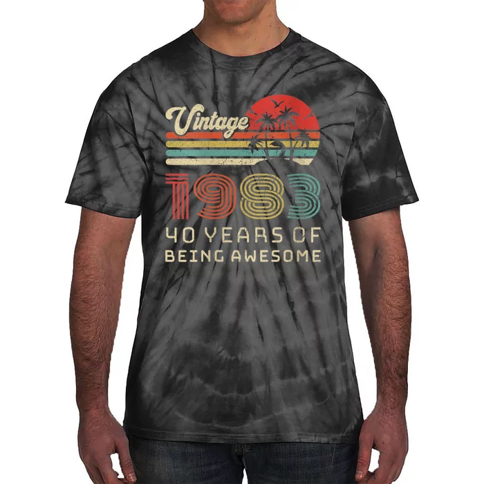 Wo 40 Year Old Birthday Vintage 1983 40th Birthday Tie-Dye T-Shirt