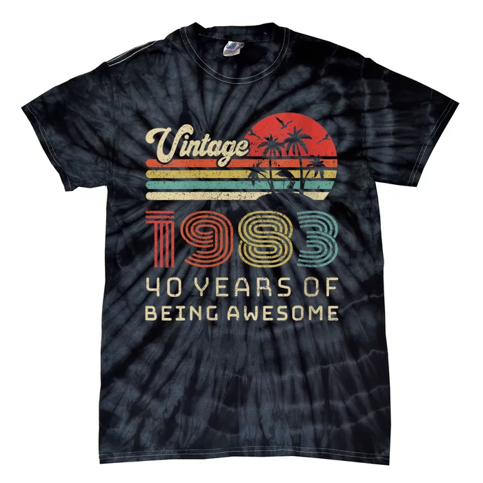 Wo 40 Year Old Birthday Vintage 1983 40th Birthday Tie-Dye T-Shirt