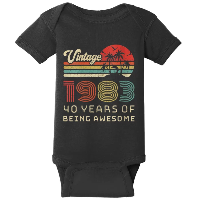 Wo 40 Year Old Birthday Vintage 1983 40th Birthday V-Neck Baby Bodysuit