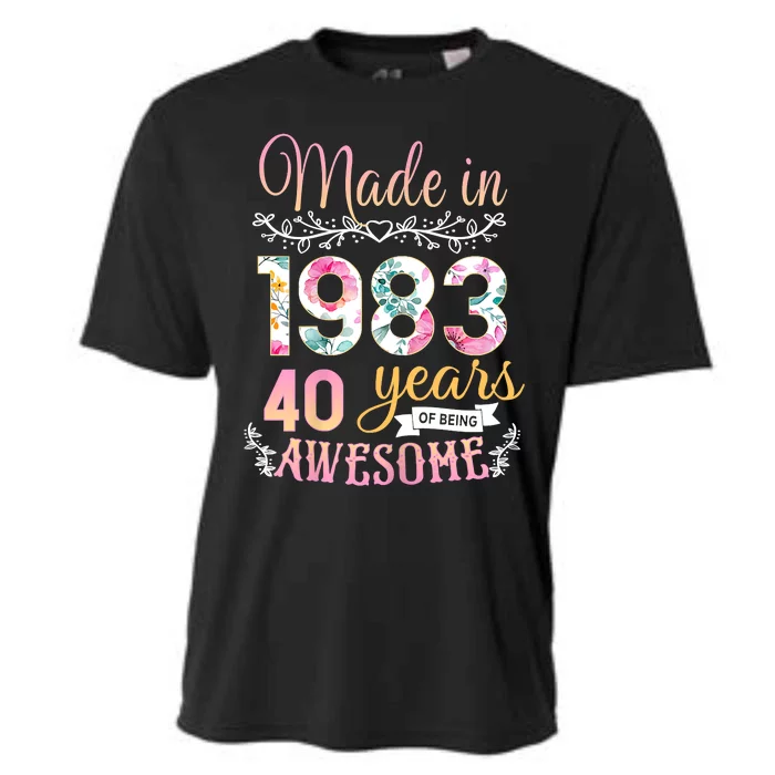 Women's 40 Year Old Gifts Made In 1983 Floral 40th Birthday Cooling Performance Crew T-Shirt