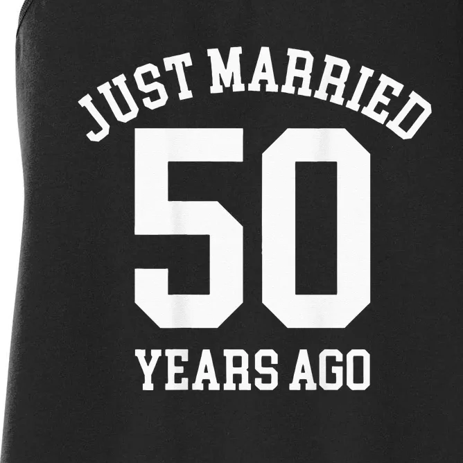 Wedding 50th Anniversary Just Married Football Couple Women's Racerback Tank