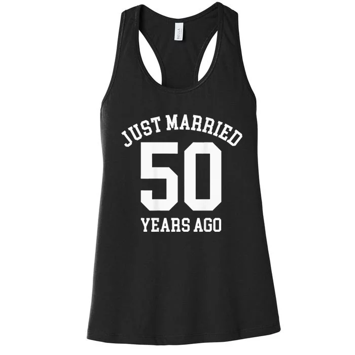 Wedding 50th Anniversary Just Married Football Couple Women's Racerback Tank