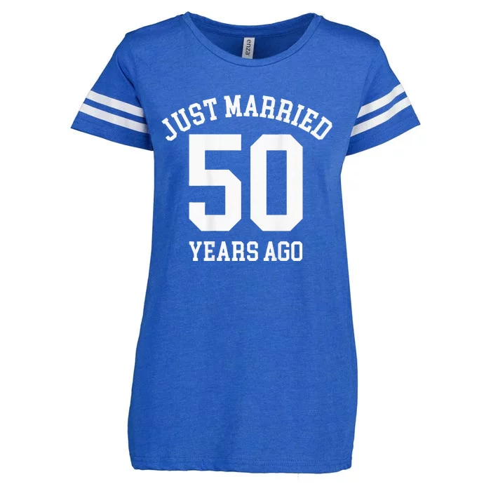 Wedding 50th Anniversary Just Married Football Couple Enza Ladies Jersey Football T-Shirt