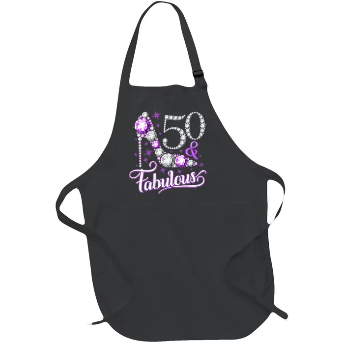 WoM.e.n.s 50th Birthday design. 50 & Fabulous woM.e.n.s's, ladies V-Neck Full-Length Apron With Pocket