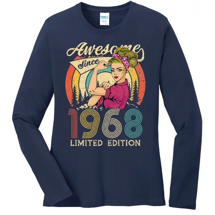 Women 55th Birthday Gift Ideas, Vintage Best Of 1968 Bday Ladies Long Sleeve Shirt