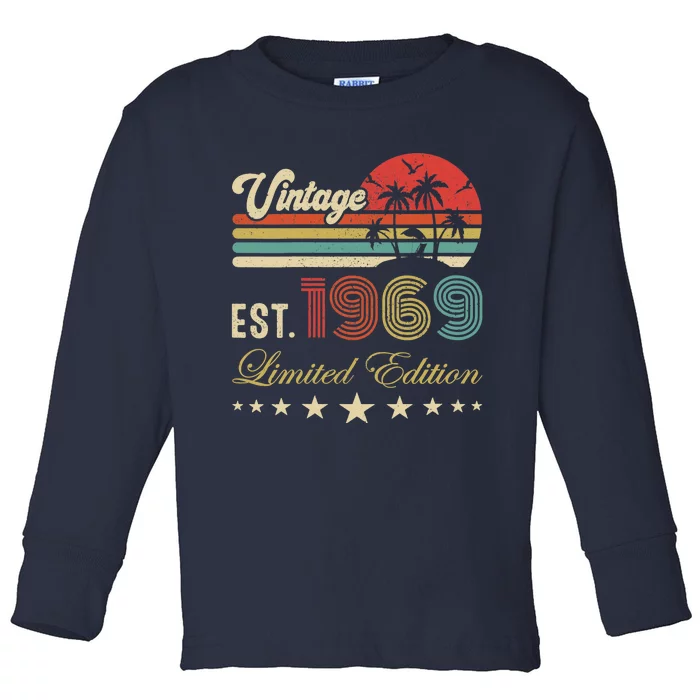 Wo 54th birthday born 1969 vintage limited edition 54 birthday V-Neck Toddler Long Sleeve Shirt