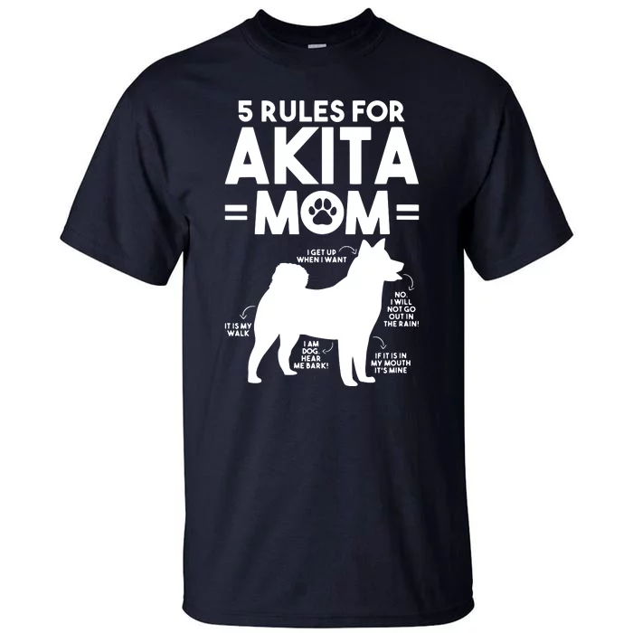 Womens 5 Rules For Akita Mom American Akita Inu VNeck Tall T-Shirt