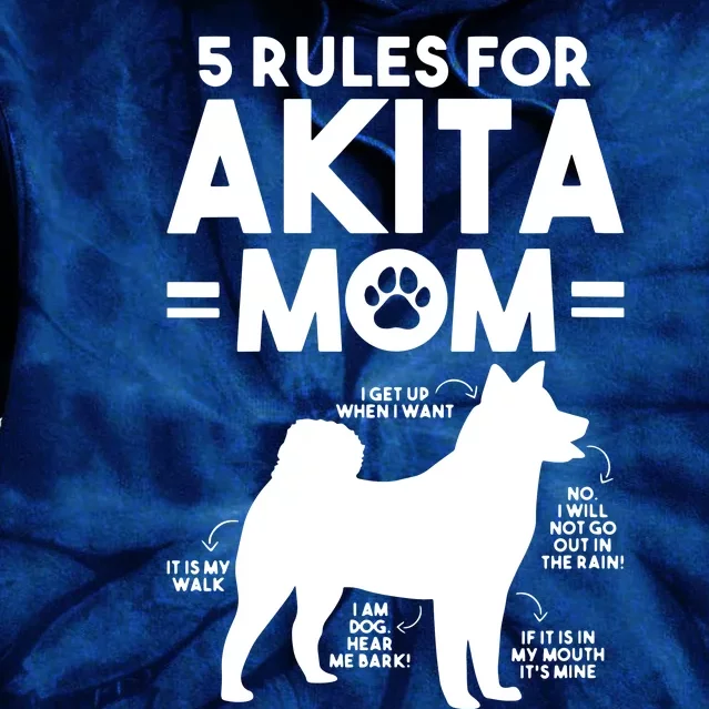 Womens 5 Rules For Akita Mom American Akita Inu VNeck Tie Dye Hoodie