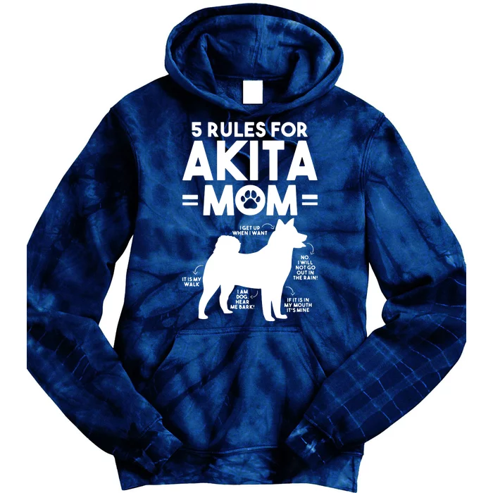 Womens 5 Rules For Akita Mom American Akita Inu VNeck Tie Dye Hoodie