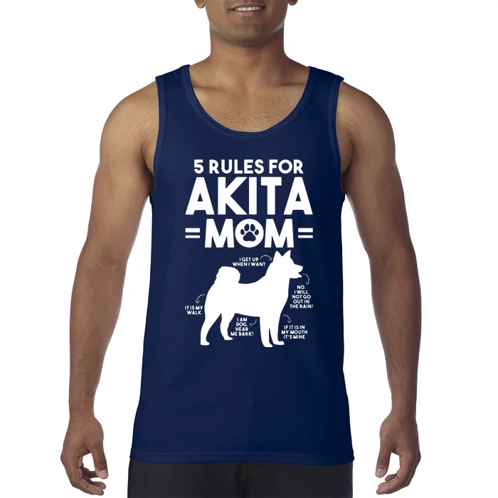 Womens 5 Rules For Akita Mom American Akita Inu VNeck Tank Top