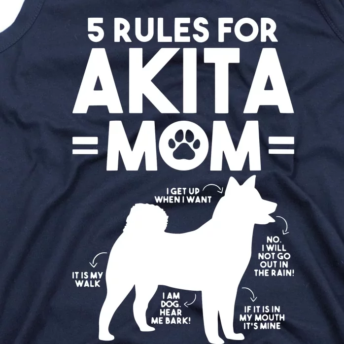 Womens 5 Rules For Akita Mom American Akita Inu VNeck Tank Top