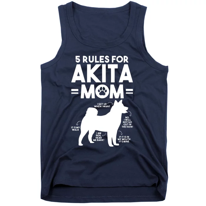 Womens 5 Rules For Akita Mom American Akita Inu VNeck Tank Top