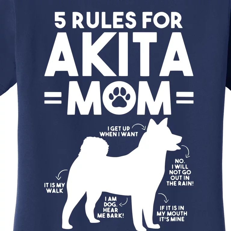 Womens 5 Rules For Akita Mom American Akita Inu VNeck Women's T-Shirt