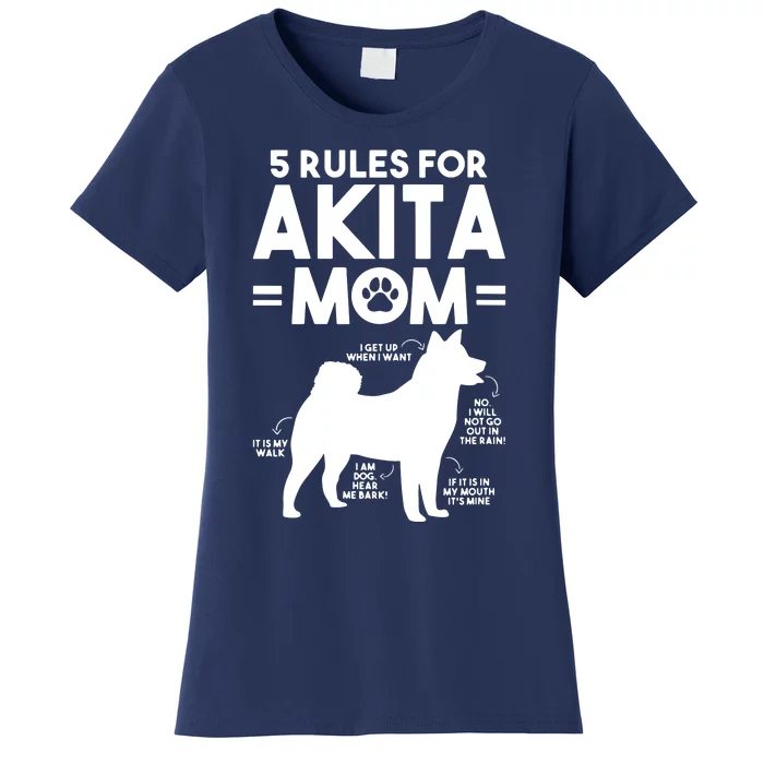 Womens 5 Rules For Akita Mom American Akita Inu VNeck Women's T-Shirt