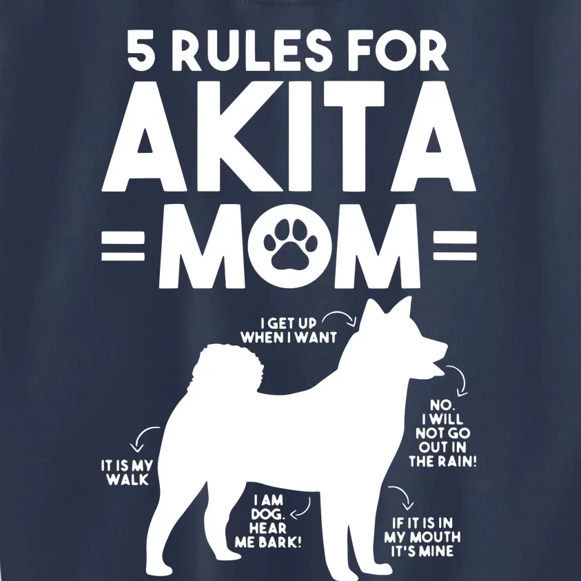 Womens 5 Rules For Akita Mom American Akita Inu VNeck Kids Sweatshirt