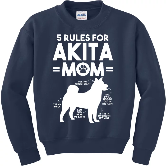 Womens 5 Rules For Akita Mom American Akita Inu VNeck Kids Sweatshirt