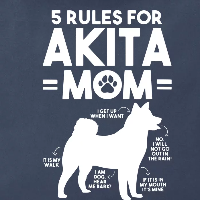 Womens 5 Rules For Akita Mom American Akita Inu VNeck Zip Tote Bag