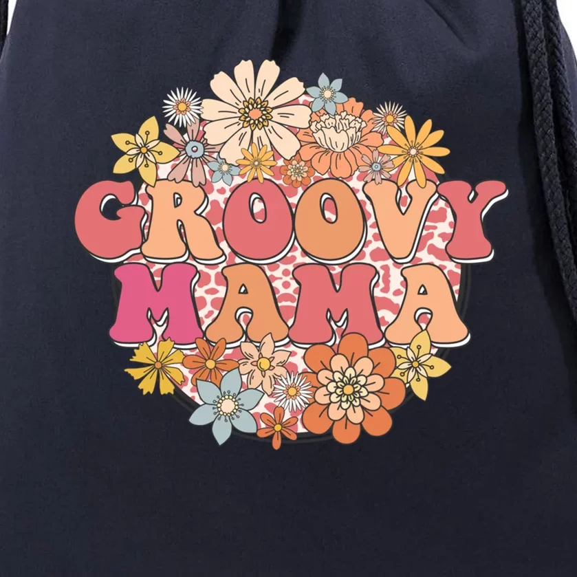 Wo 60s 70s Hippie Costume Floral Groovy Mama Mothers Day Gift Drawstring Bag