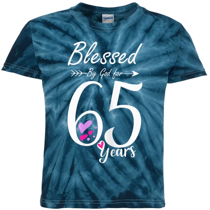 Wo 65th Birthday Tee Gift and Blessed for 65 Years Birthday Kids Tie-Dye T-Shirt