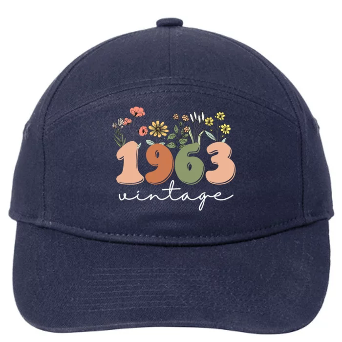 Wo 60 Years Old Vintage 1963 60th Birthday Tee Wildflower Wo V-Neck 7-Panel Snapback Hat