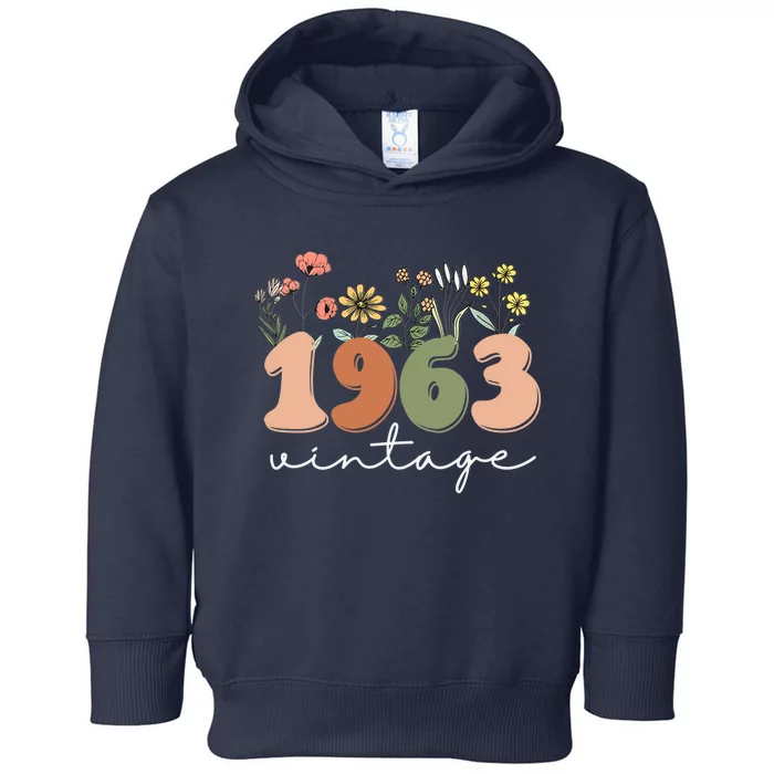 Wo 60 Years Old Vintage 1963 60th Birthday Tee Wildflower Wo V-Neck Toddler Hoodie