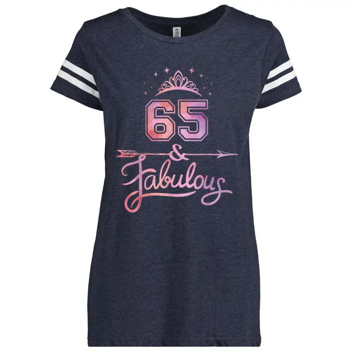 Wo 65 Years Old And Fabulous Happy 65th Birthday Enza Ladies Jersey Football T-Shirt