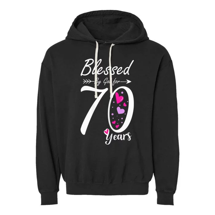 Wo 70th Birthday Tee Gift and Blessed for 70 Years Birthday Garment-Dyed Fleece Hoodie