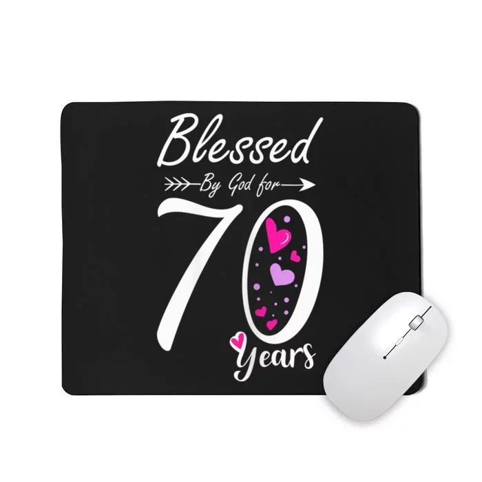 Wo 70th Birthday Tee Gift and Blessed for 70 Years Birthday Mousepad