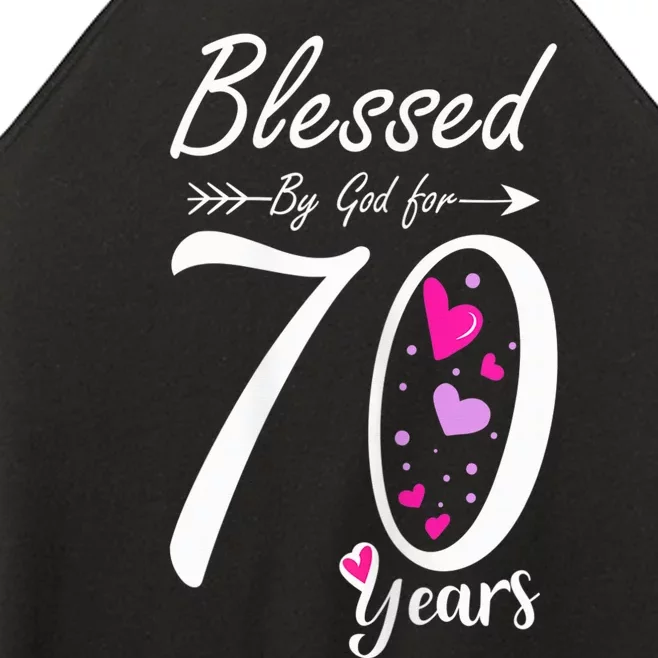 Wo 70th Birthday Tee Gift and Blessed for 70 Years Birthday Women’s Perfect Tri Rocker Tank