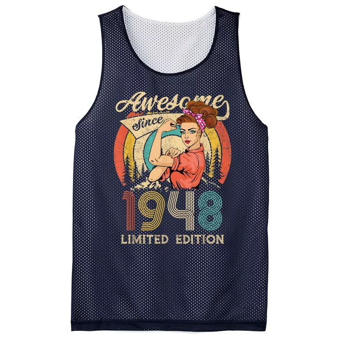 Wo 75th Birthday Present gifts ideas, Vintage Retro Best of 1948 Mesh Reversible Basketball Jersey Tank