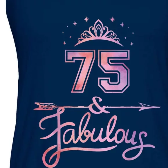 Wo 75 Years Old And Fabulous Happy 75th Birthday Present Ladies Essential Flowy Tank