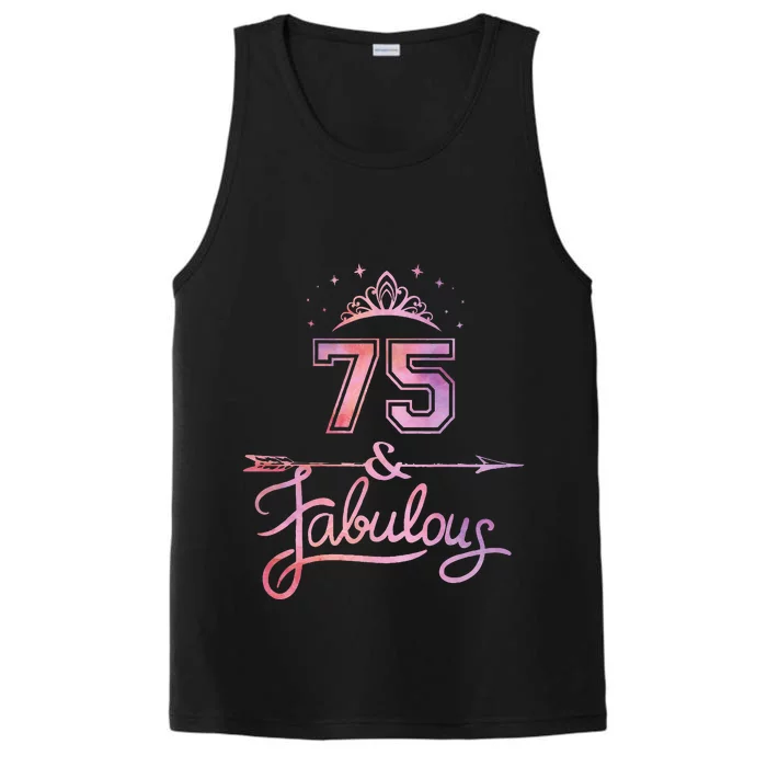 Women 75 Years Old And Fabulous Happy 75th Birthday Performance Tank