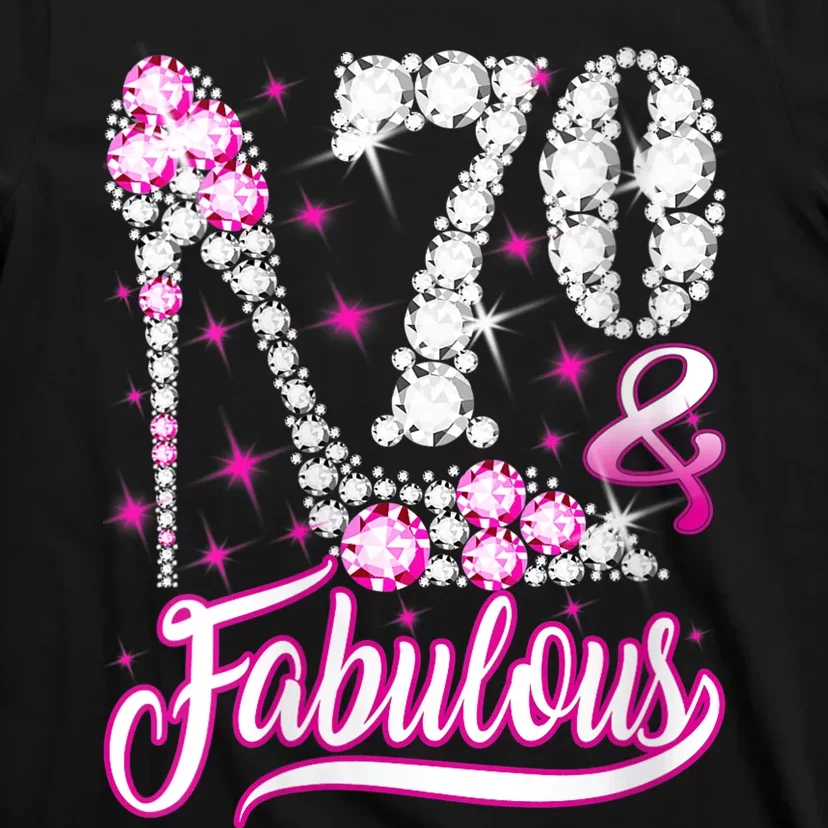 WoM.e.ns 70 Years Old Gifts 70 & Fabulous 70th Birthday Pink Diamond V-Neck T-Shirt