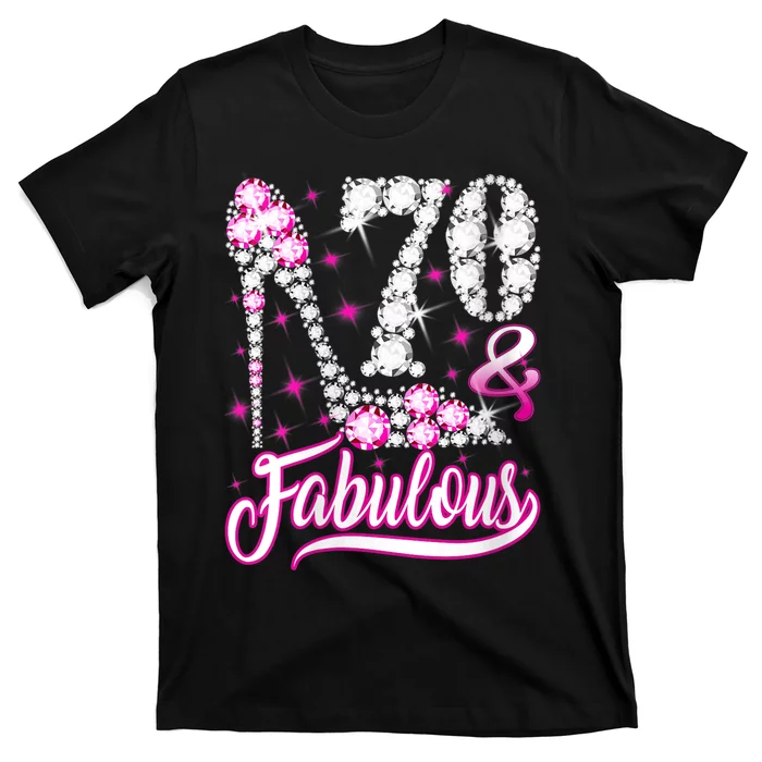 WoM.e.ns 70 Years Old Gifts 70 & Fabulous 70th Birthday Pink Diamond V-Neck T-Shirt