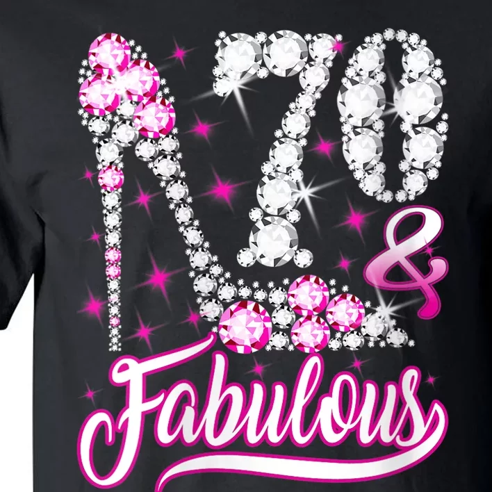 WoM.e.ns 70 Years Old Gifts 70 & Fabulous 70th Birthday Pink Diamond V-Neck Tall T-Shirt