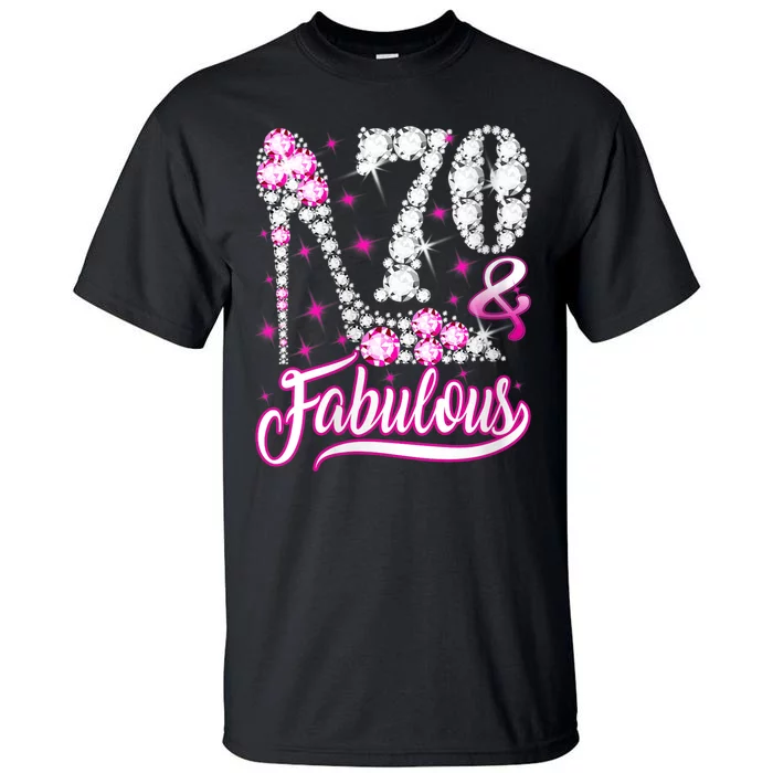 WoM.e.ns 70 Years Old Gifts 70 & Fabulous 70th Birthday Pink Diamond V-Neck Tall T-Shirt