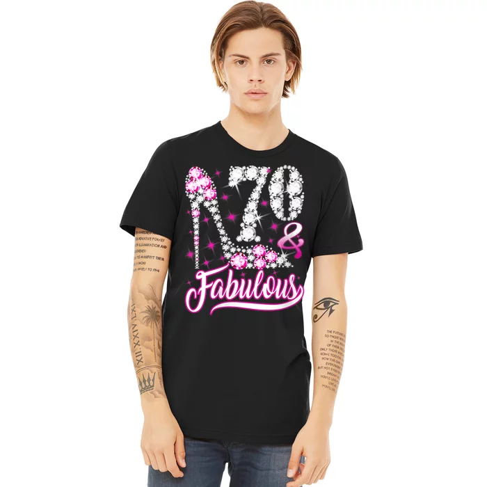 WoM.e.ns 70 Years Old Gifts 70 & Fabulous 70th Birthday Pink Diamond V-Neck Premium T-Shirt