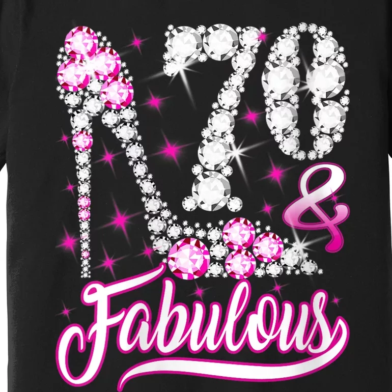 WoM.e.ns 70 Years Old Gifts 70 & Fabulous 70th Birthday Pink Diamond V-Neck Premium T-Shirt