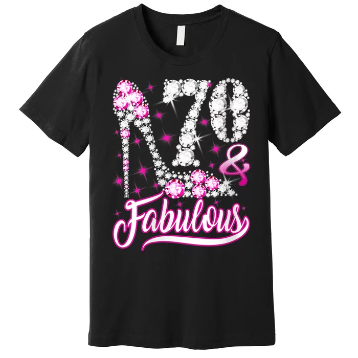 WoM.e.ns 70 Years Old Gifts 70 & Fabulous 70th Birthday Pink Diamond V-Neck Premium T-Shirt