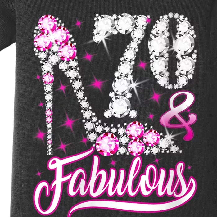 WoM.e.ns 70 Years Old Gifts 70 & Fabulous 70th Birthday Pink Diamond V-Neck Baby Bodysuit