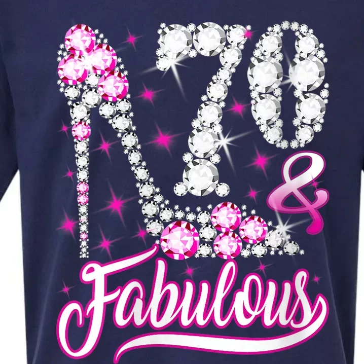 WoM.e.ns 70 Years Old Gifts 70 & Fabulous 70th Birthday Pink Diamond V-Neck Sueded Cloud Jersey T-Shirt