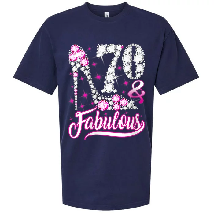 WoM.e.ns 70 Years Old Gifts 70 & Fabulous 70th Birthday Pink Diamond V-Neck Sueded Cloud Jersey T-Shirt