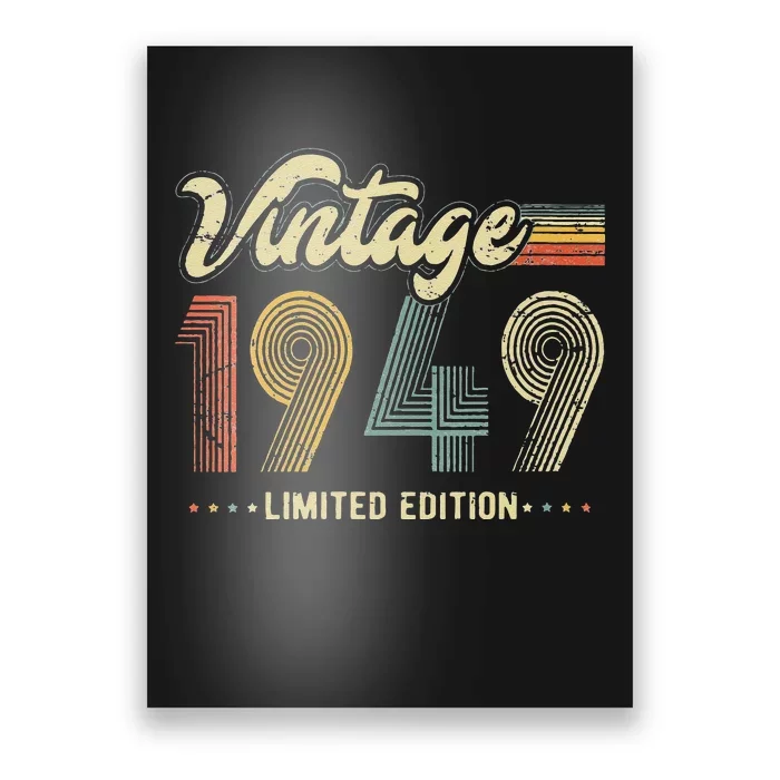 Womens 74 Year Old Gifts Born In 1949 Vintage Retro 74th Birthday Poster