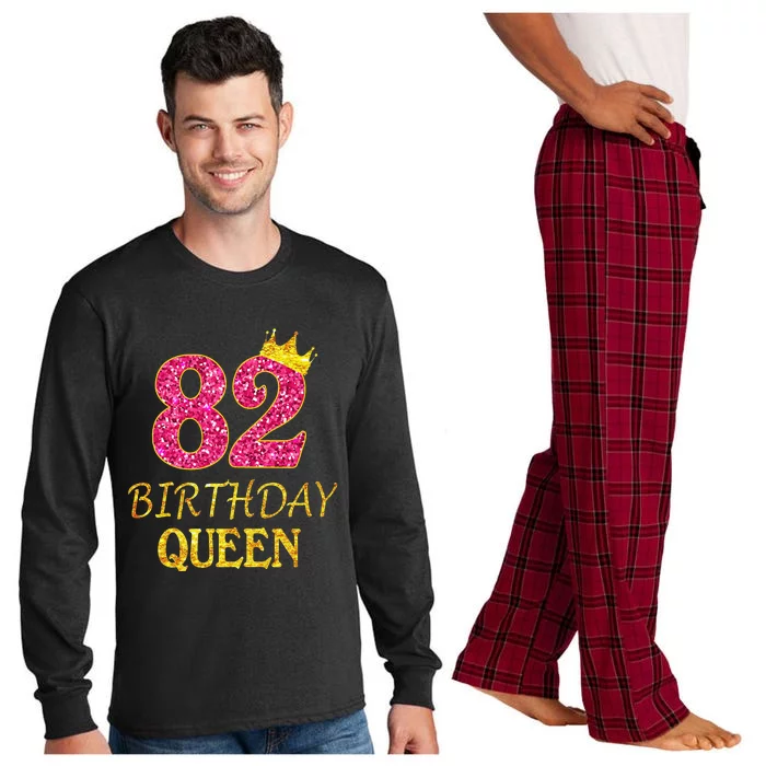 Womens 82nd Birthday Queen For 82 Years Old Long Sleeve Pajama Set