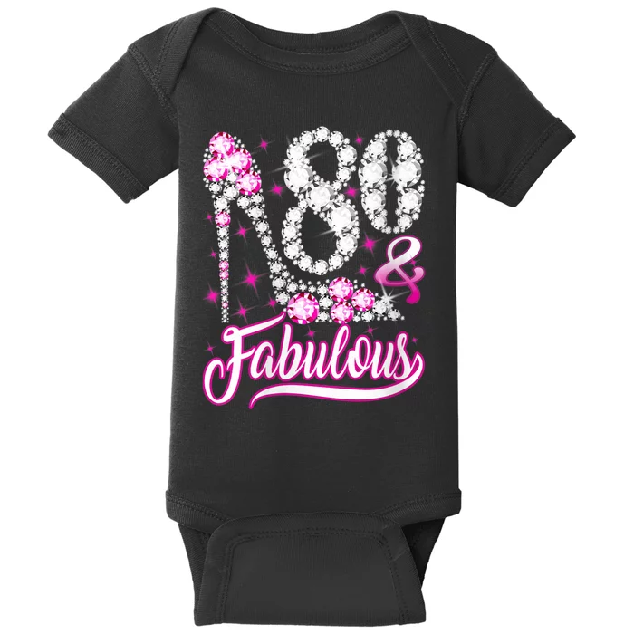 Wom.e.ns 80 Years Old Gifts 80 & Fabulous 80th Birthday Pink Diamond V-Neck Baby Bodysuit