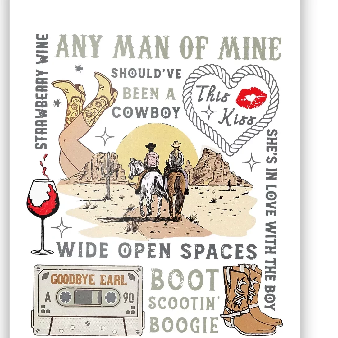 Western 90s Country Music Retro Cowboy Cowgirl Poster